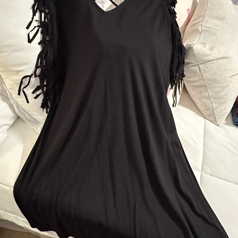 Idyllwind Black Fringe Sleeveless Dress